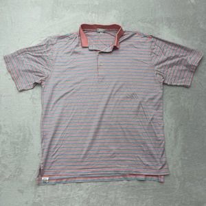 Peter Millar Polo Shirt Men Large Pink White Golf Outdoor Performance Rugby